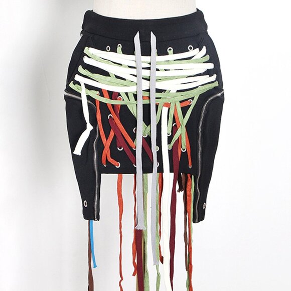Shoelace Skirt With Zipper Detail - Picture 6 of 6